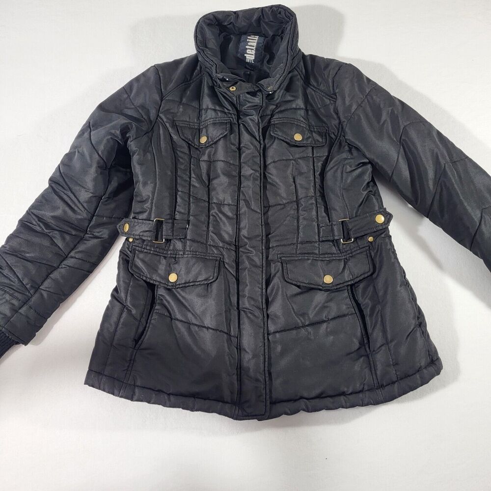 Intl Details Coat Women's Large Full Zip Hooded Jacket Black